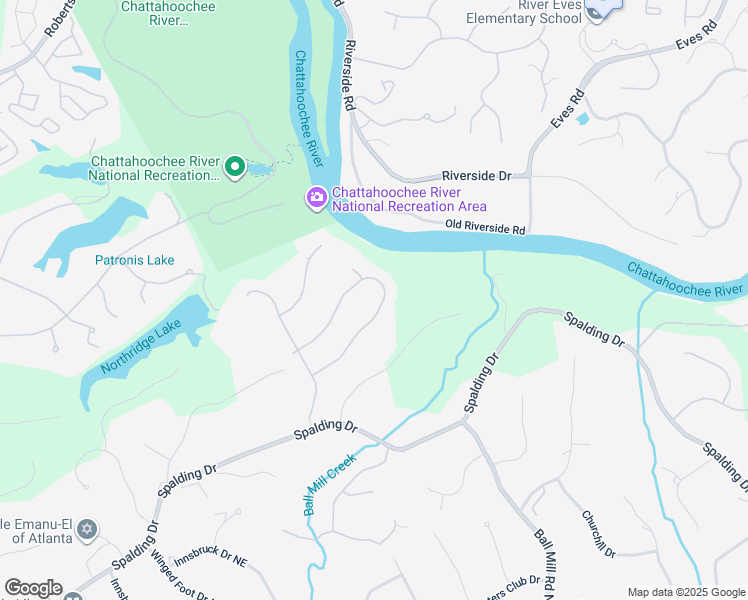 map of restaurants, bars, coffee shops, grocery stores, and more near 1650 Lazy River Lane in Atlanta