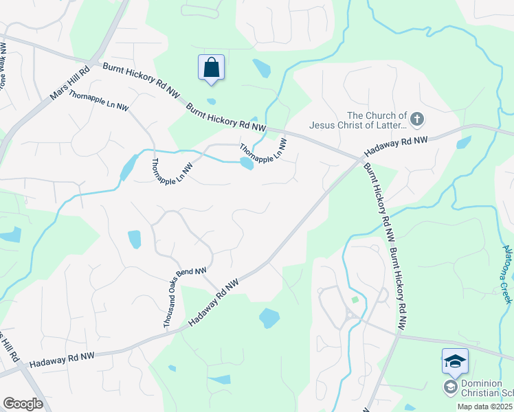 map of restaurants, bars, coffee shops, grocery stores, and more near 1311 Cobblemill Way Northwest in Kennesaw