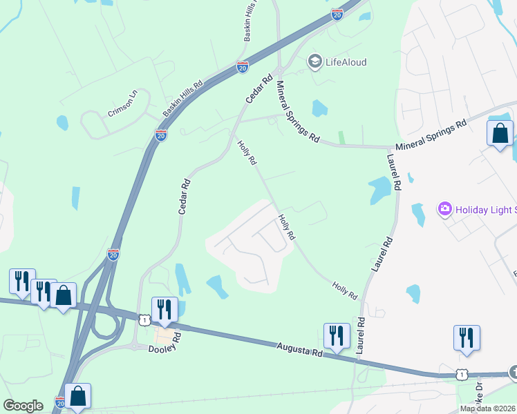 map of restaurants, bars, coffee shops, grocery stores, and more near 108 Rivendell Drive in Lexington