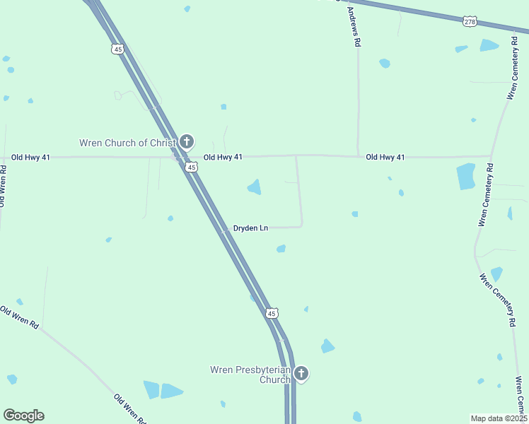 map of restaurants, bars, coffee shops, grocery stores, and more near 30013 Dryden Lane in Okolona