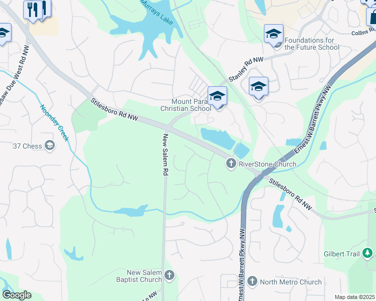 map of restaurants, bars, coffee shops, grocery stores, and more near 2023 Ector Court Northwest in Kennesaw
