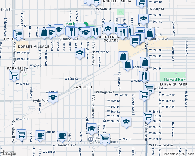 map of restaurants, bars, coffee shops, grocery stores, and more near 6123 Haas Avenue in Los Angeles