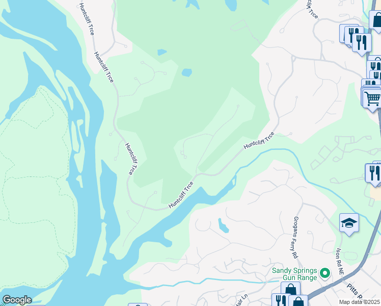 map of restaurants, bars, coffee shops, grocery stores, and more near 20 Cliffside Crossing Northeast in Sandy Springs