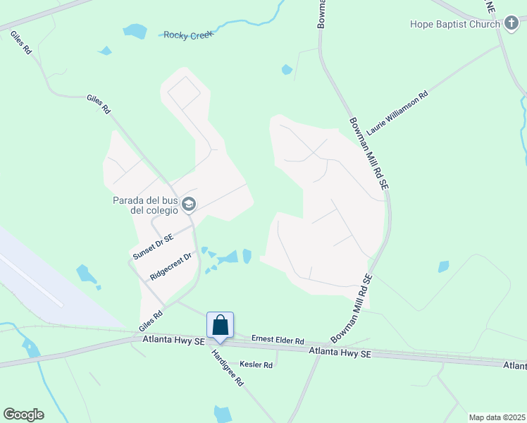 map of restaurants, bars, coffee shops, grocery stores, and more near 219 Rainey Brooke Drive in Winder