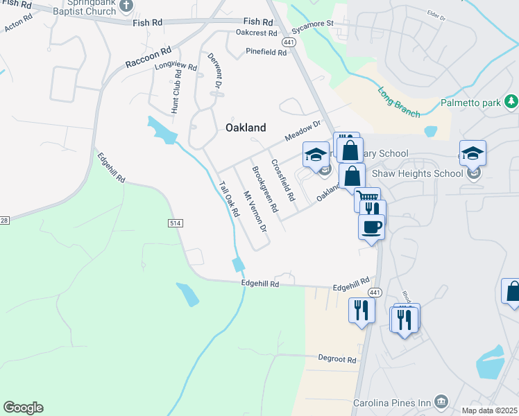 map of restaurants, bars, coffee shops, grocery stores, and more near 2357 Mount Vernon Drive in Sumter