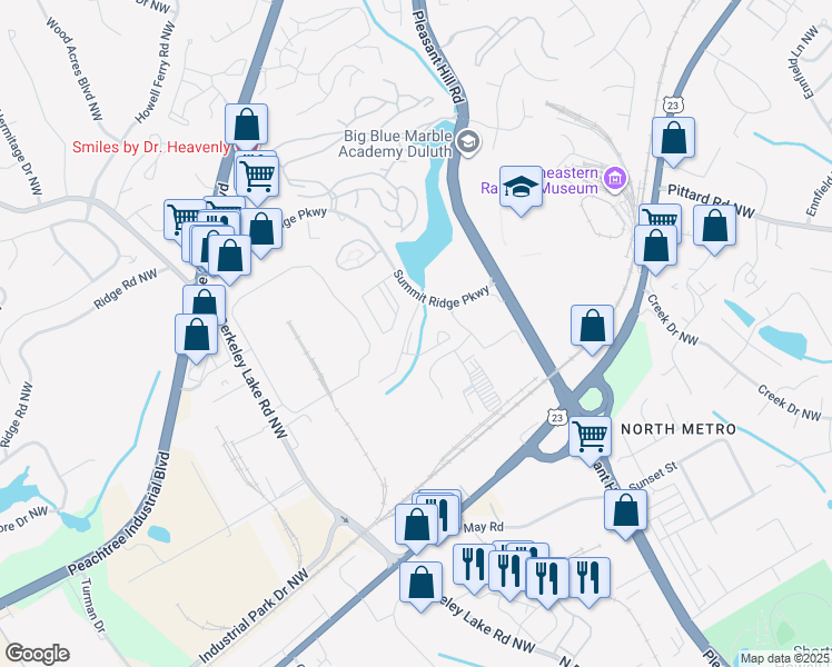 map of restaurants, bars, coffee shops, grocery stores, and more near 3552 Greenwich Court in Duluth