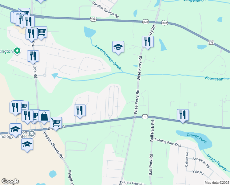 map of restaurants, bars, coffee shops, grocery stores, and more near 328 Dawsons Park Drive in Lexington