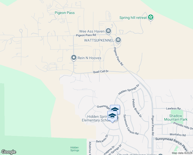 map of restaurants, bars, coffee shops, grocery stores, and more near 22475 Quail Call Drive in Moreno Valley