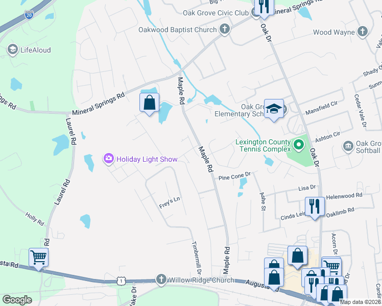 map of restaurants, bars, coffee shops, grocery stores, and more near 185 Dickert Drive in Lexington