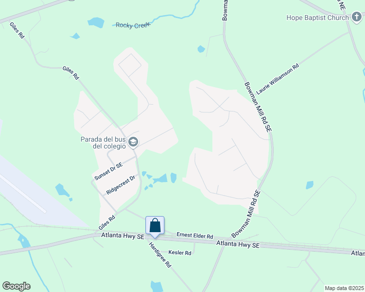 map of restaurants, bars, coffee shops, grocery stores, and more near 219 Rainey Brooke Drive in Winder