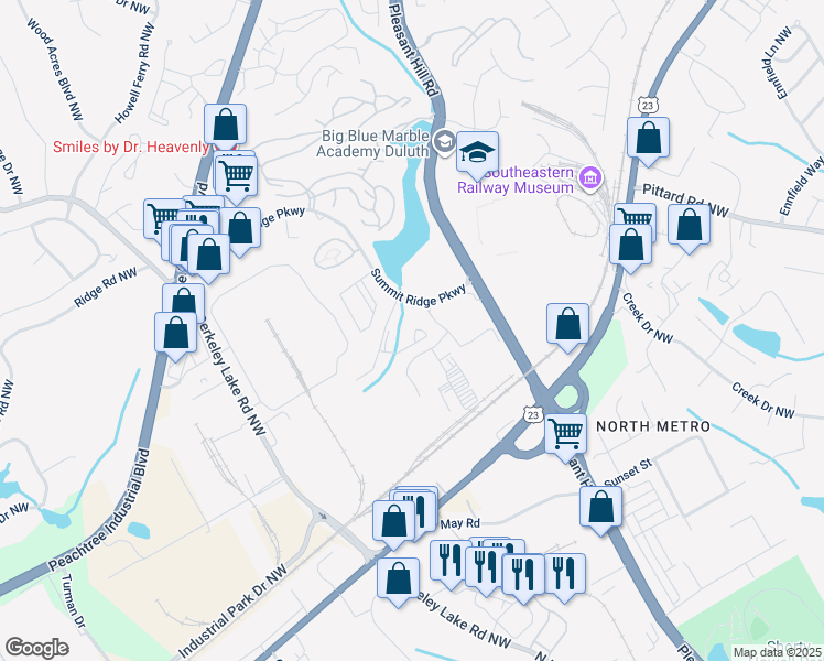 map of restaurants, bars, coffee shops, grocery stores, and more near 3552 Greenwich Court in Duluth