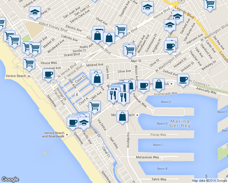 map of restaurants, bars, coffee shops, grocery stores, and more near 2904 Beach Avenue in Los Angeles