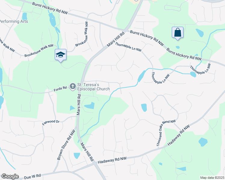 map of restaurants, bars, coffee shops, grocery stores, and more near 1234 Edenfield Place Northwest in Acworth