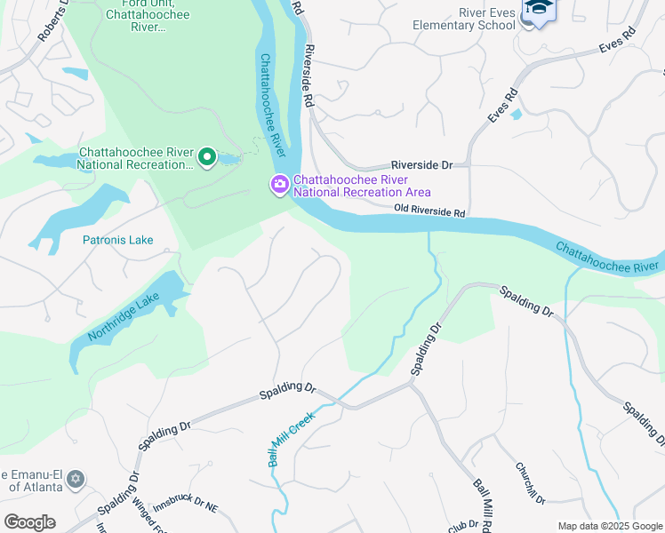 map of restaurants, bars, coffee shops, grocery stores, and more near 1650 Lazy River Lane in Atlanta