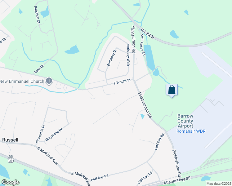 map of restaurants, bars, coffee shops, grocery stores, and more near 400 Meadowview Drive in Winder