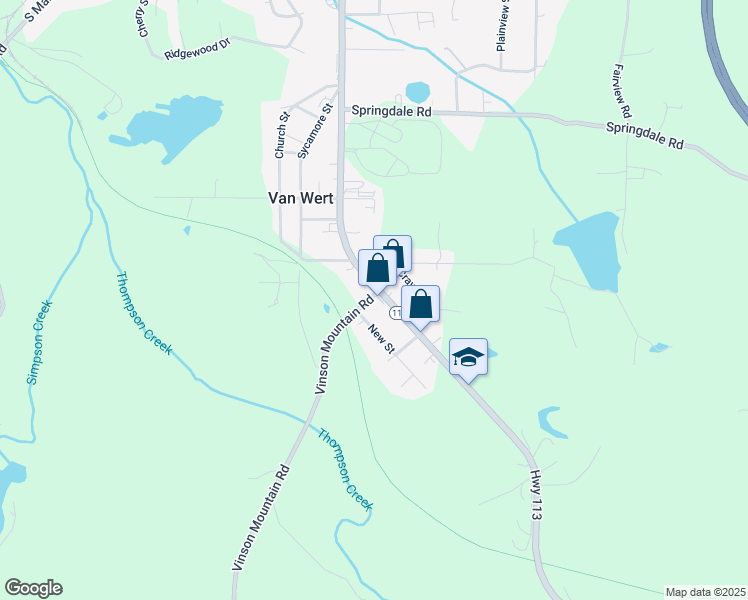 map of restaurants, bars, coffee shops, grocery stores, and more near Vinson Mountain Road in Rockmart