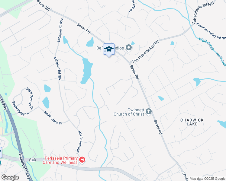 map of restaurants, bars, coffee shops, grocery stores, and more near 1888 Sever Creek Circle in Lawrenceville