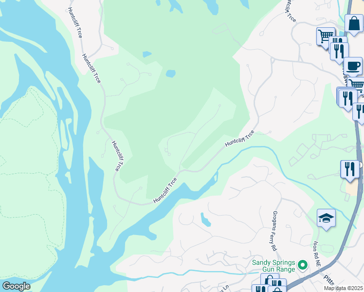 map of restaurants, bars, coffee shops, grocery stores, and more near 20 Cliffside Crossing Northeast in Sandy Springs