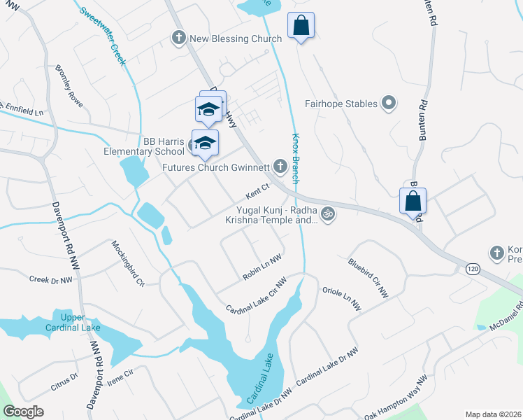 map of restaurants, bars, coffee shops, grocery stores, and more near 3077 Meadow Lark Drive Northwest in Duluth
