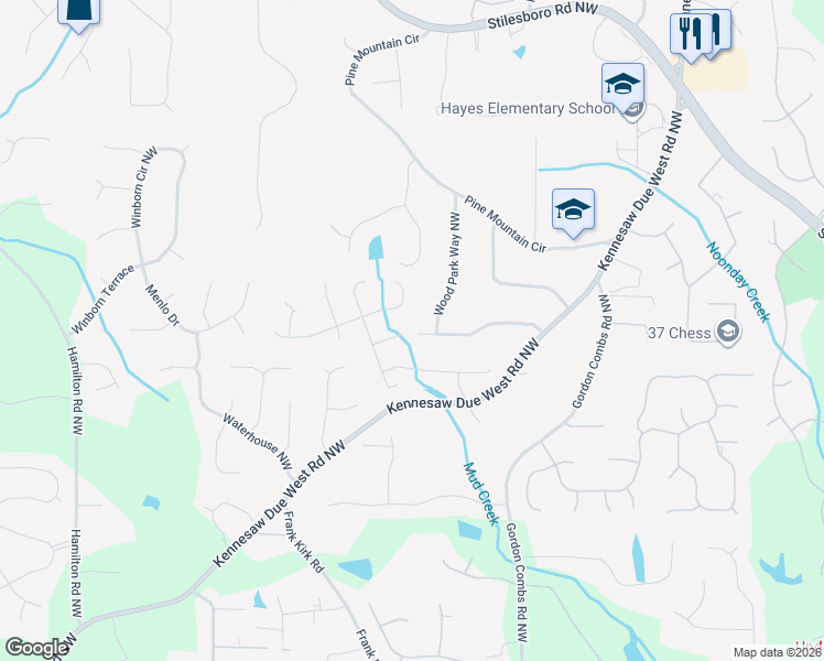 map of restaurants, bars, coffee shops, grocery stores, and more near 3012 Braxton Court Northwest in Kennesaw