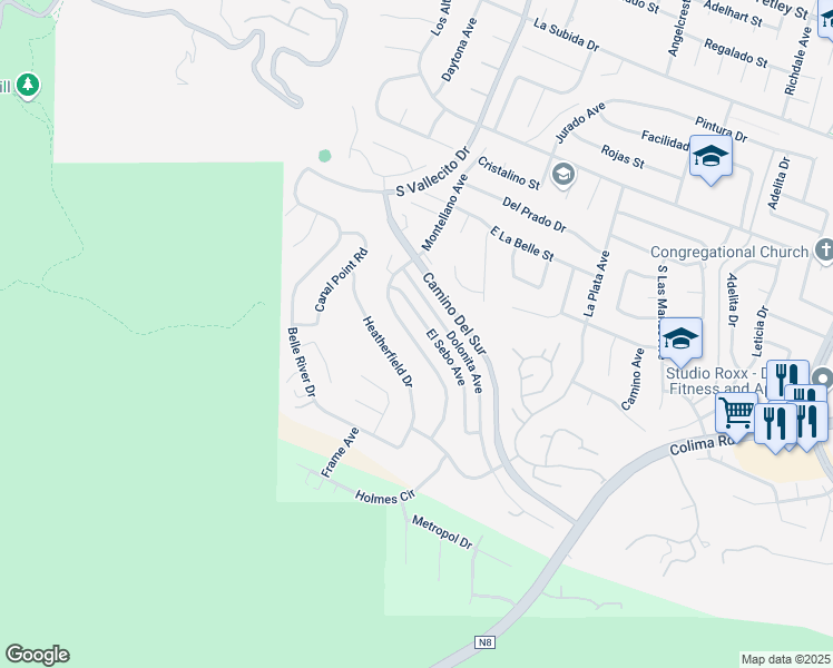 map of restaurants, bars, coffee shops, grocery stores, and more near 3214 Montellano Avenue in Hacienda Heights
