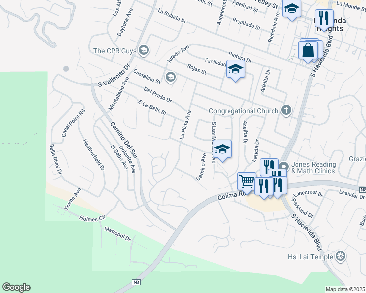 map of restaurants, bars, coffee shops, grocery stores, and more near 15506 Los Molinos Street in Hacienda Heights
