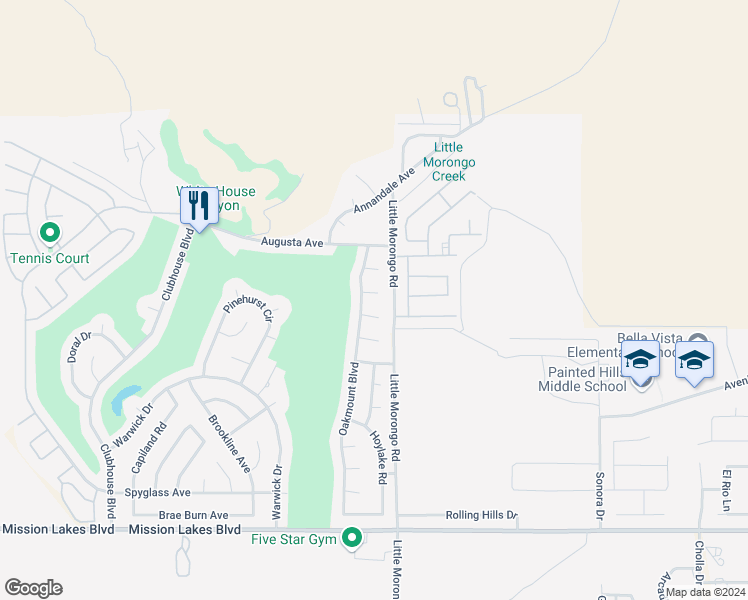 map of restaurants, bars, coffee shops, grocery stores, and more near 64951 Egan Court in Desert Hot Springs