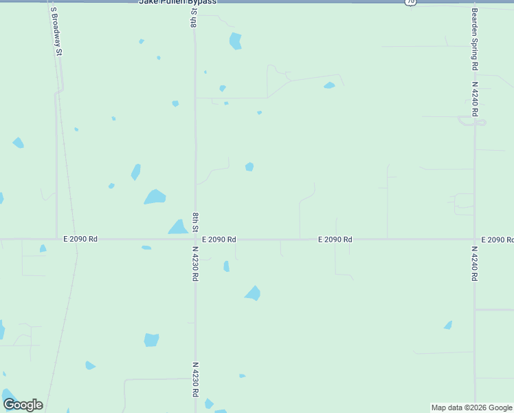 map of restaurants, bars, coffee shops, grocery stores, and more near 2517 East 2090 Road in Hugo