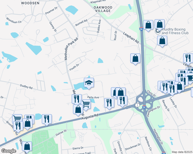 map of restaurants, bars, coffee shops, grocery stores, and more near 133 Pinecrest Avenue in West Columbia