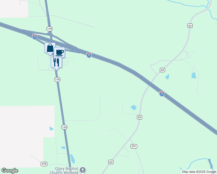 map of restaurants, bars, coffee shops, grocery stores, and more near 1041 County Highway 63 in Winfield