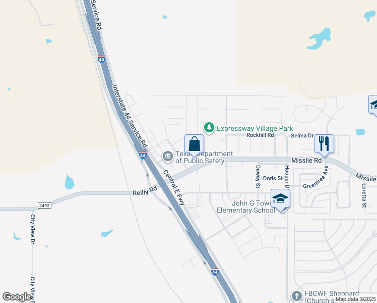 map of restaurants, bars, coffee shops, grocery stores, and more near 5507 Rhone Drive in Wichita Falls