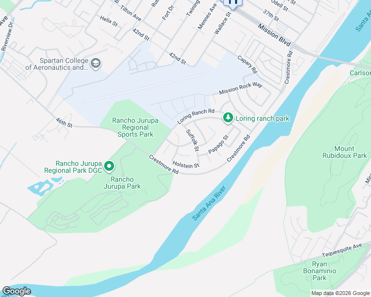 map of restaurants, bars, coffee shops, grocery stores, and more near 5217 Konic Court in Riverside