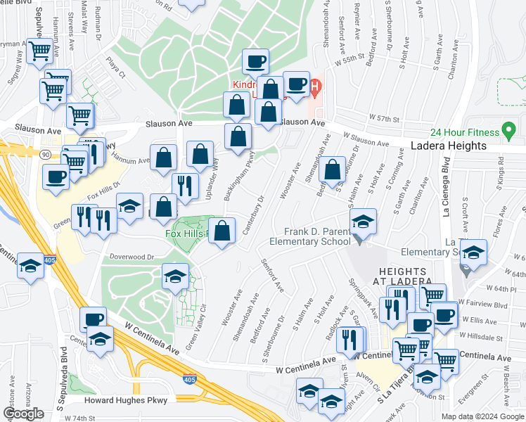 map of restaurants, bars, coffee shops, grocery stores, and more near 6169 Wooster Avenue in Los Angeles