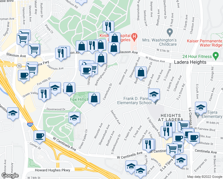 map of restaurants, bars, coffee shops, grocery stores, and more near 6169 Wooster Avenue in Los Angeles