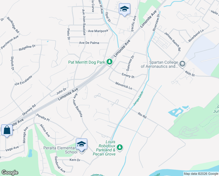 map of restaurants, bars, coffee shops, grocery stores, and more near 6067 Saddlehorn Lane in Riverside
