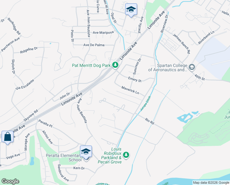 map of restaurants, bars, coffee shops, grocery stores, and more near 6067 Saddlehorn Lane in Riverside