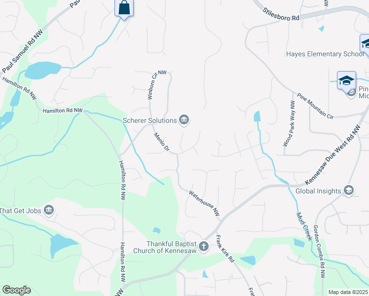 map of restaurants, bars, coffee shops, grocery stores, and more near 1140 Winborn Trail in Kennesaw