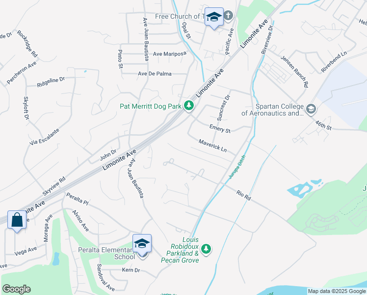 map of restaurants, bars, coffee shops, grocery stores, and more near 6079 Saddlehorn Lane in Riverside