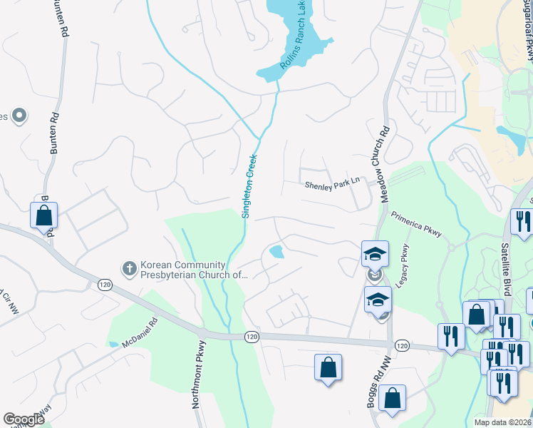 map of restaurants, bars, coffee shops, grocery stores, and more near 2668 Cannon Farm Lane in Duluth
