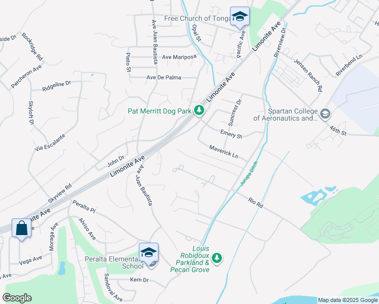 map of restaurants, bars, coffee shops, grocery stores, and more near 6089 Saddlehorn Lane in Riverside
