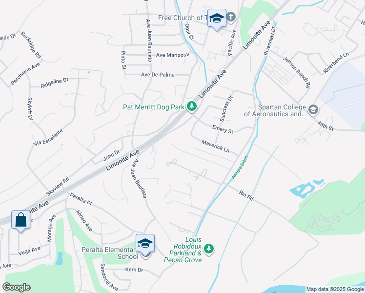 map of restaurants, bars, coffee shops, grocery stores, and more near 6089 Saddlehorn Lane in Riverside