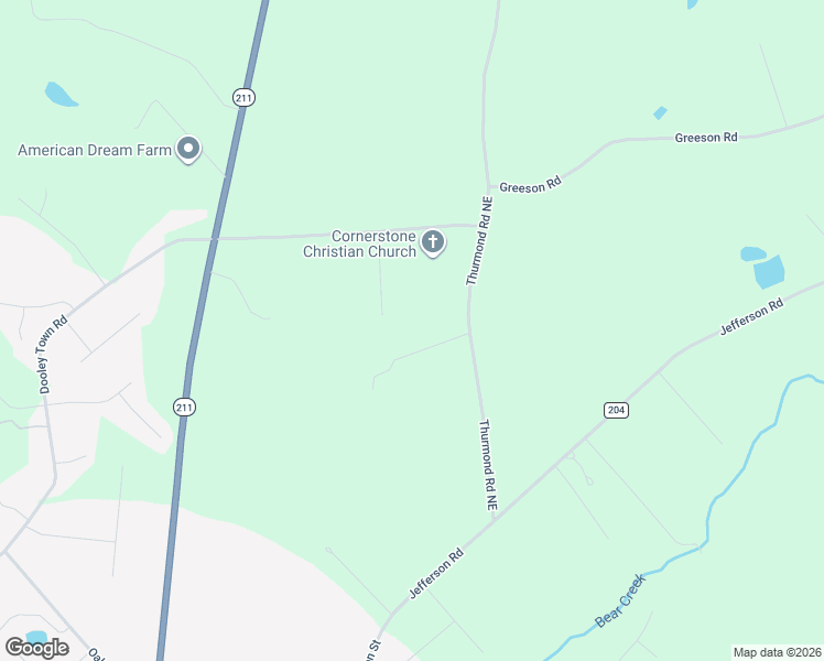 map of restaurants, bars, coffee shops, grocery stores, and more near 65 Thurmond Road Northeast in Statham