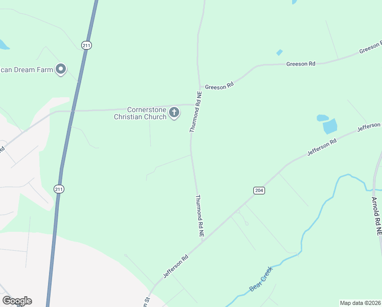 map of restaurants, bars, coffee shops, grocery stores, and more near 65 Thurmond Road Northeast in Statham