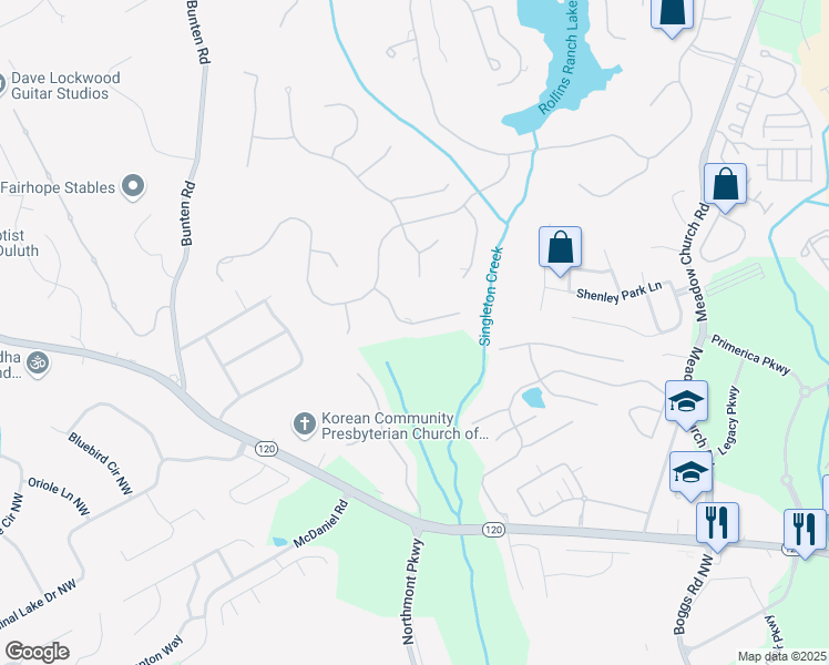 map of restaurants, bars, coffee shops, grocery stores, and more near 2644 Nutwood Trce in Duluth
