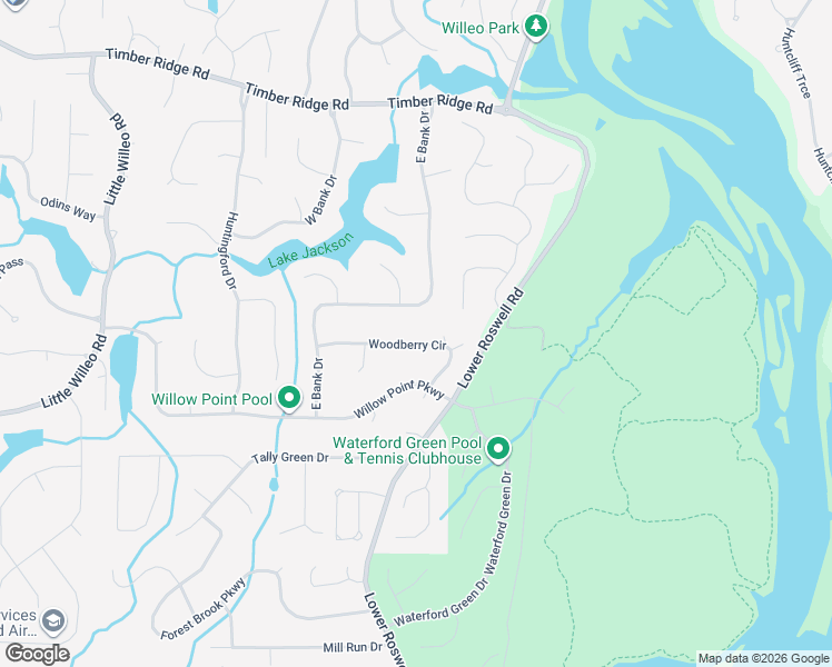 map of restaurants, bars, coffee shops, grocery stores, and more near 1544 East Bank Drive in Marietta
