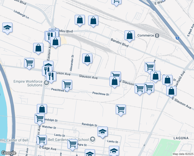 map of restaurants, bars, coffee shops, grocery stores, and more near 4820 Slauson Avenue in Los Angeles