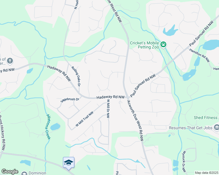 map of restaurants, bars, coffee shops, grocery stores, and more near 4119 Chanticleer Drive Northwest in Kennesaw