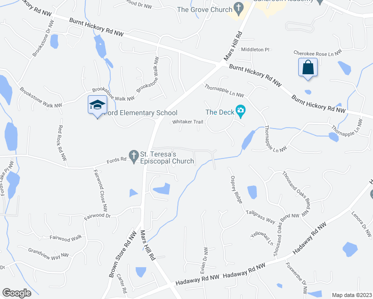map of restaurants, bars, coffee shops, grocery stores, and more near 5948 Edenfield Drive Northwest in Acworth