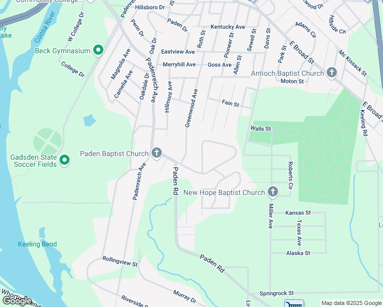 map of restaurants, bars, coffee shops, grocery stores, and more near 618 Greenwood Avenue in Gadsden