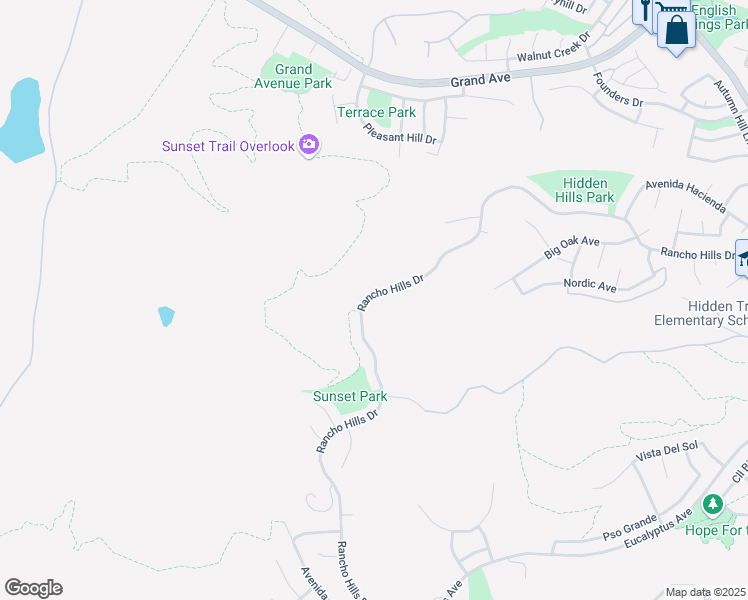 map of restaurants, bars, coffee shops, grocery stores, and more near 1571 Rancho Hills Drive in Chino Hills